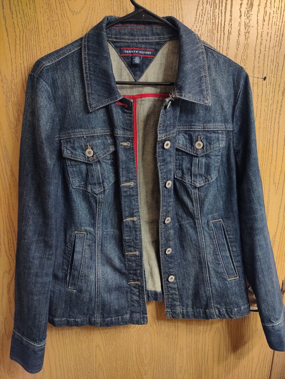 Tommy Hilfiger Navy Denim Jacket with Red Accents